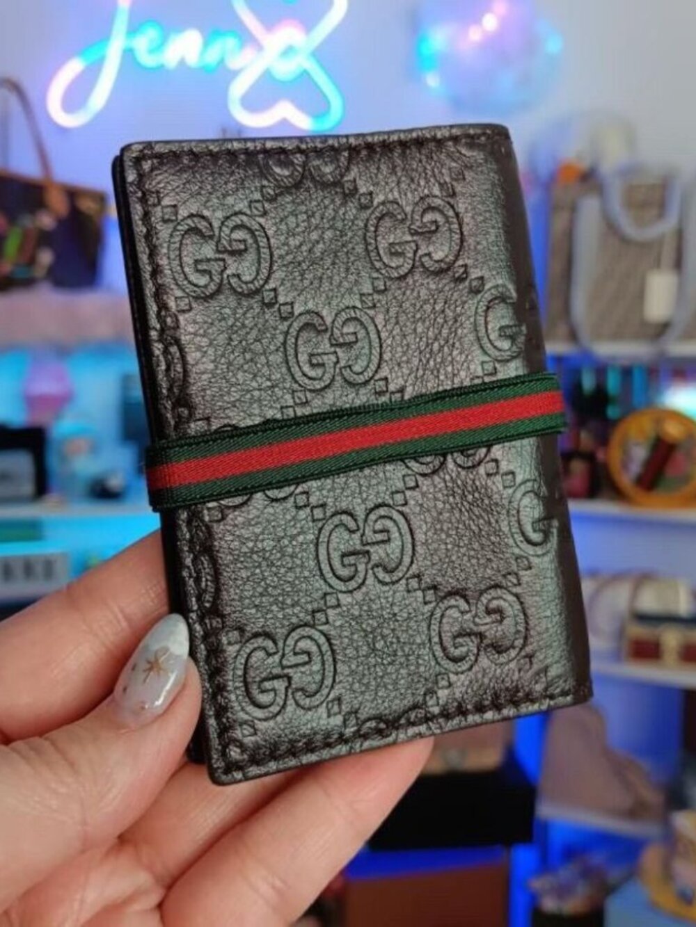 Gucci Vintage Dark Brown Guccissima Leather Card Holder